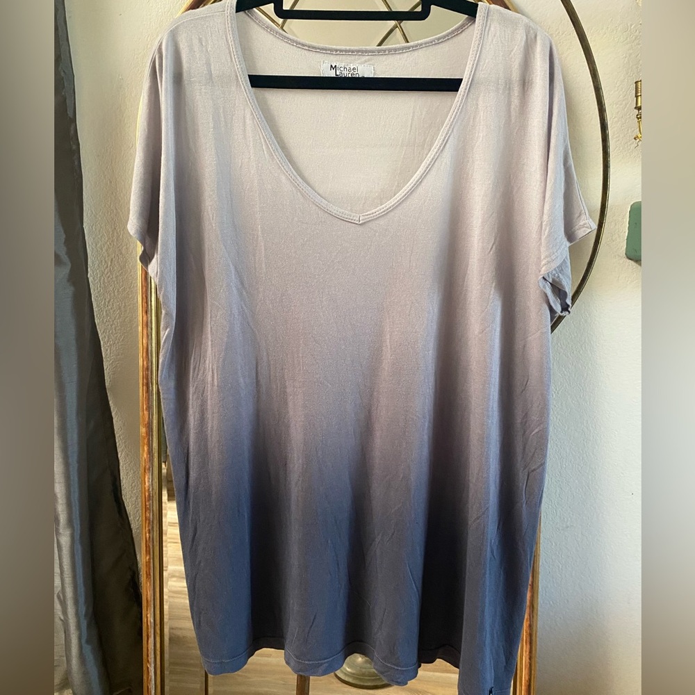 Michael Lauren Ombre Short Sleeve Tee in Light Taupe to Navy